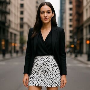 LOFT Black & White Animal Print Mini Skirt Size Small (P)